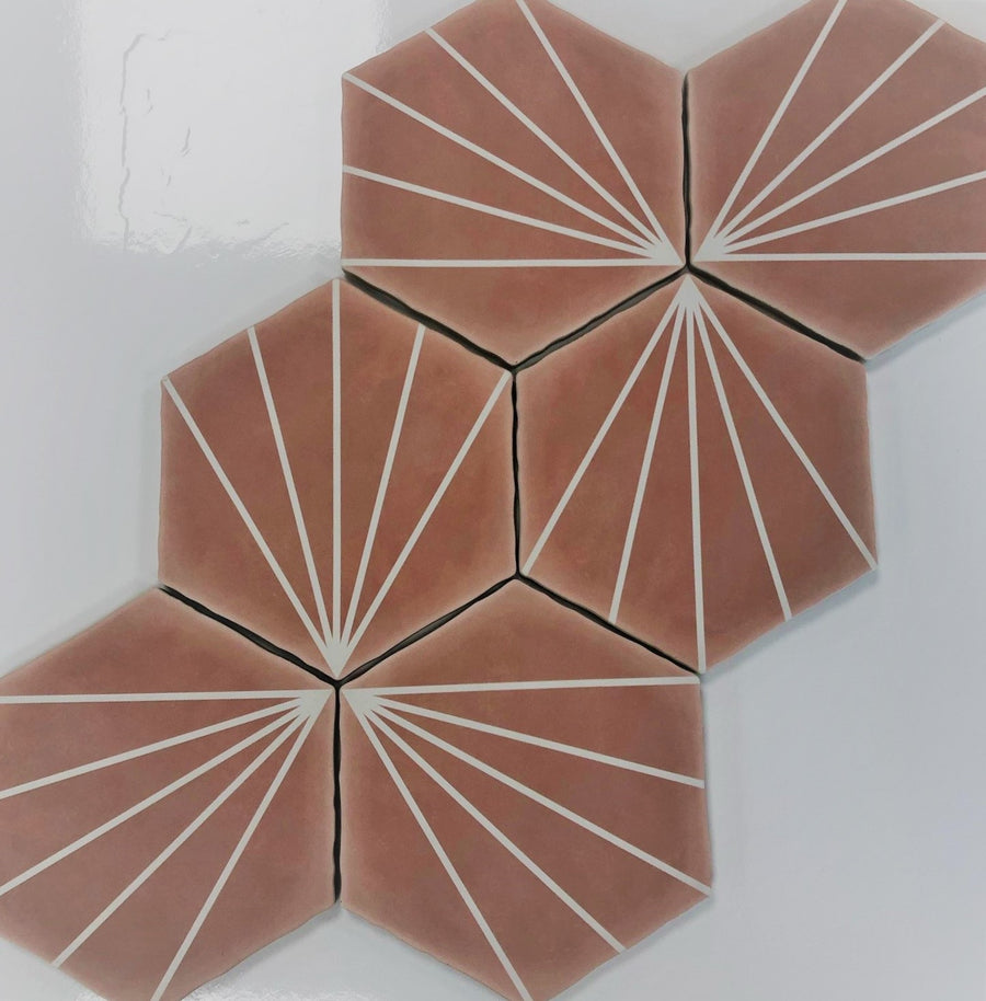 Made 4U Pink Striped | Porcelain Tile | 107mm x 124mm | Matt | Hexagon