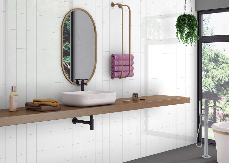 PJF White | Ceramic Tile | 100mm x 300mm x 7.8mm | Gloss