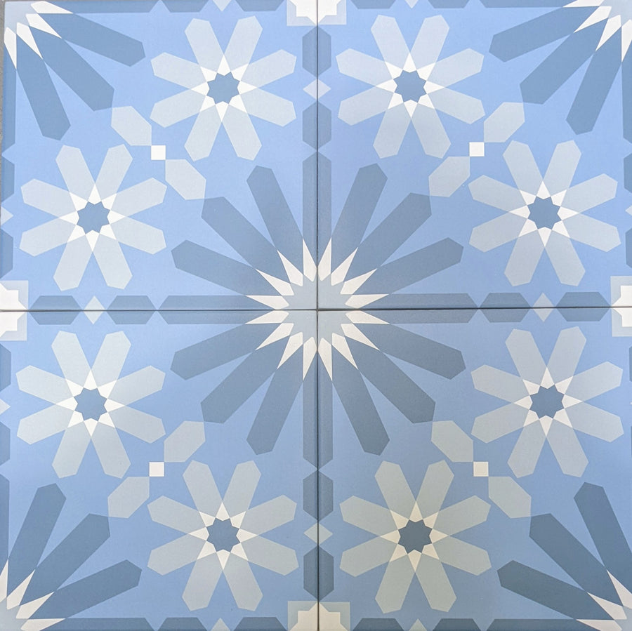 Bespoke Blue Flowers | Porcelain Tile | 200mm x 200mm x 12mm | Natural